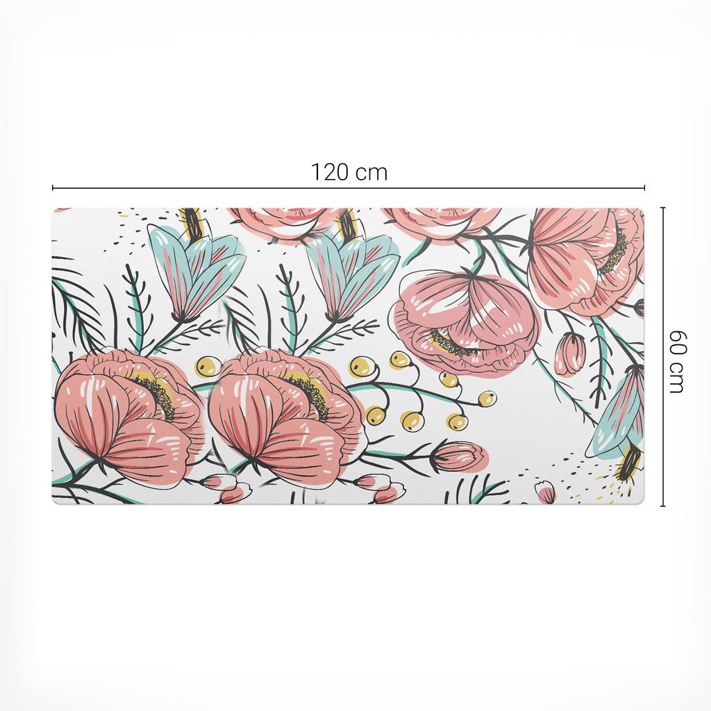 Gaming Mouse Pad and Keyboard Pad Floral Retro Pattern 120X60 Cm