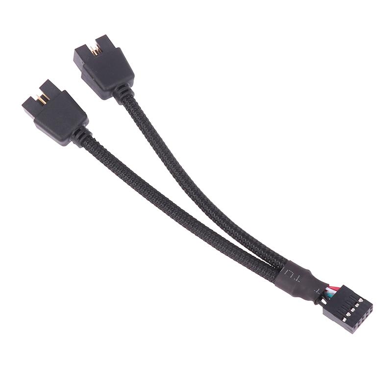1Pc Computer Motherboard Usb Extension Cable 9 Pin 1 Female To 2 Male Y Splitter Audio Hd Extension Cable For Pc Diy 15Cm