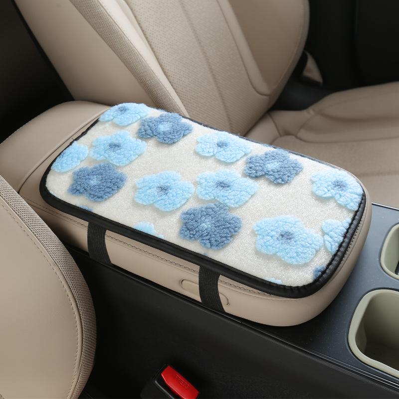 1Pcs Automobile Interior Decoration Cute Car Armrest Box Plush Cover Cushion Warm Center Console Arm Cover Pads