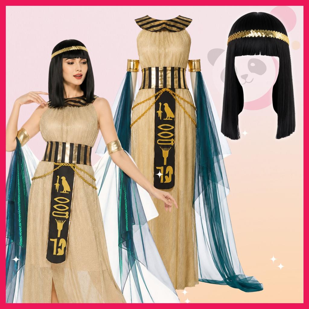 Costume da Cleopatra Set Parrucca Faraone Egiziano Principessa S M