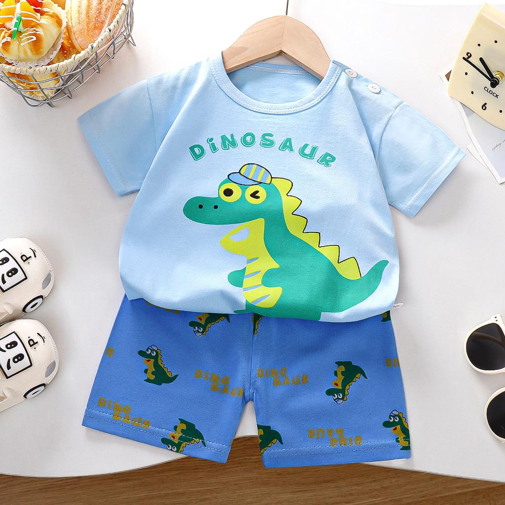 Kids Cartoon Cotton Short Sleeve Sets With Breathable Fabric For Summer Playwear