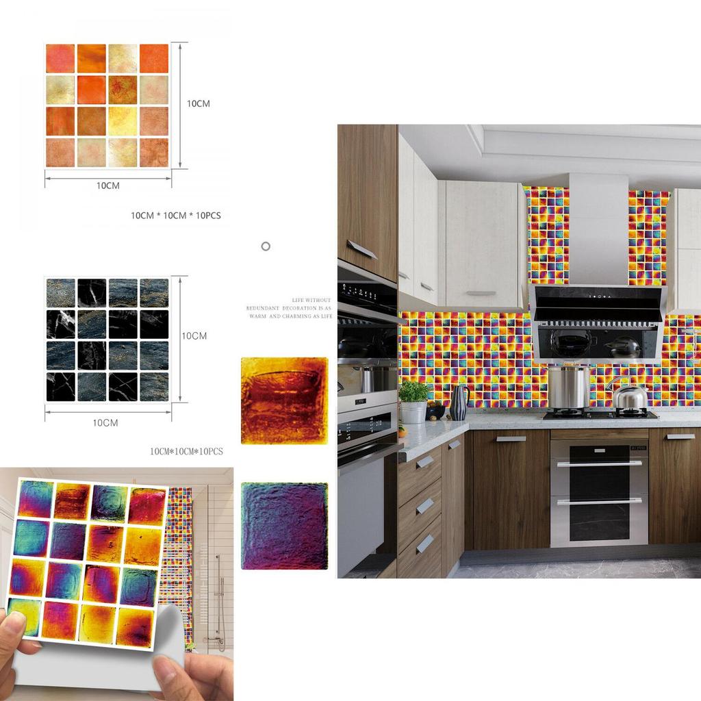 Luxurious Bathroom Mosaic Tile Stickers Set Of 10 For Effortless Wall Decoration