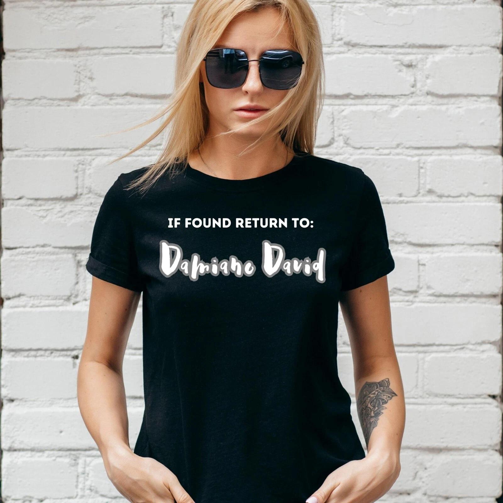 IF FOUND RETURN TO DAMIANO DAVID T-Shirt, MANESKIN, Unisex/Lady Fit S