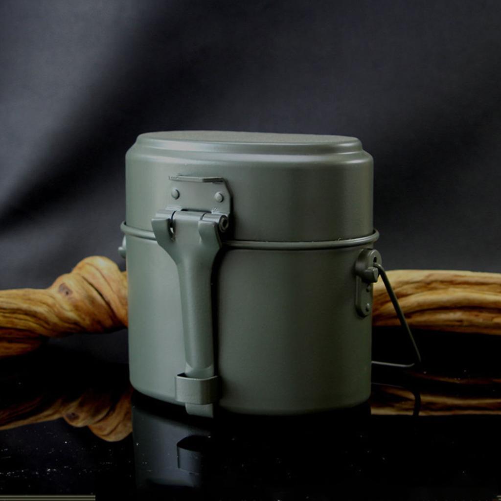 Camping Cookware Lunch Box German Style Aluminum Portable Thickened Handle Metal Lunch Box for