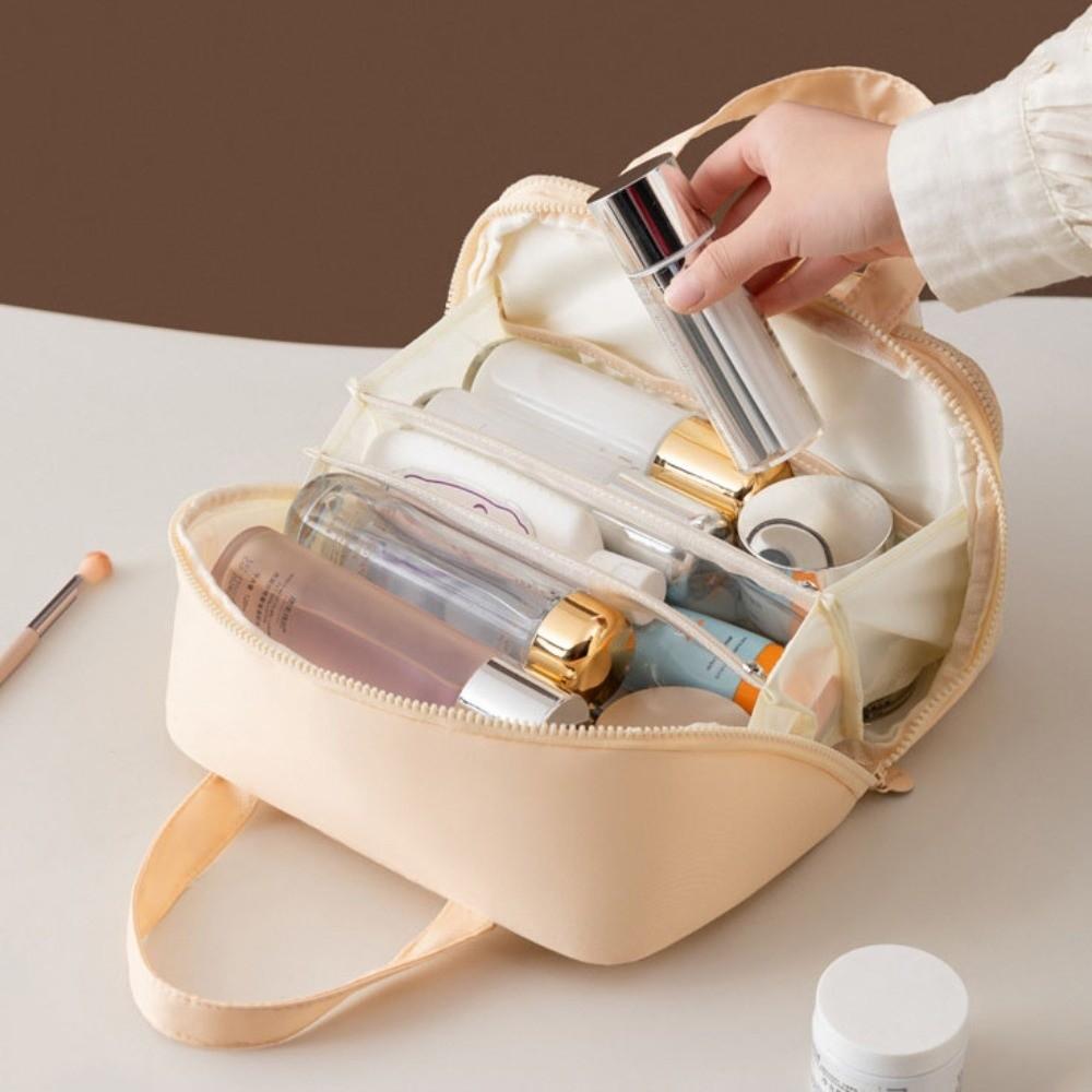 Large Capacity Travel Makeup Handbag Solid Color Women's Wash Bags  Bath Wash