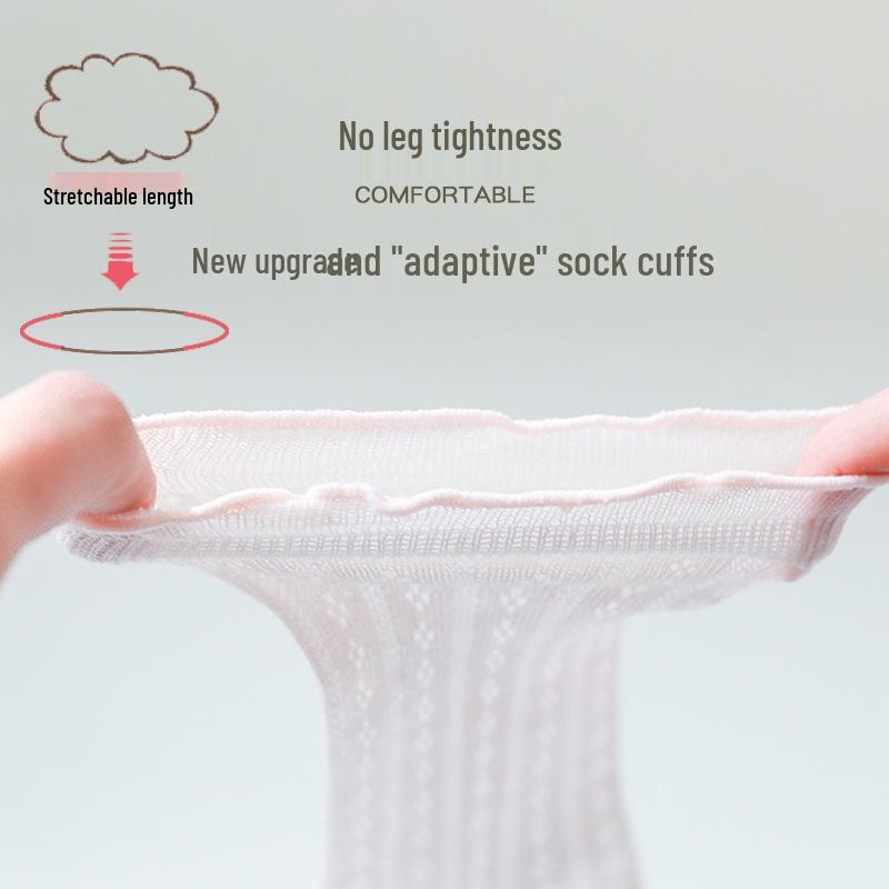 Breathable Summer Mesh Cotton Baby Socks with Ruffled Top