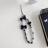 Mobile Phone Chain White Pearl Bow Ins Simple Wind Square Pendant Love Striped Bead Accessories, Mobile Phone Lanyard
