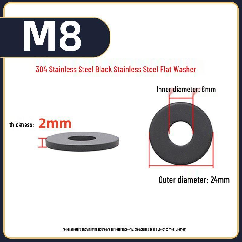 Yigu Yigu Stainless Steel Black Gasket Washer M3M4 Flat Screw Washer