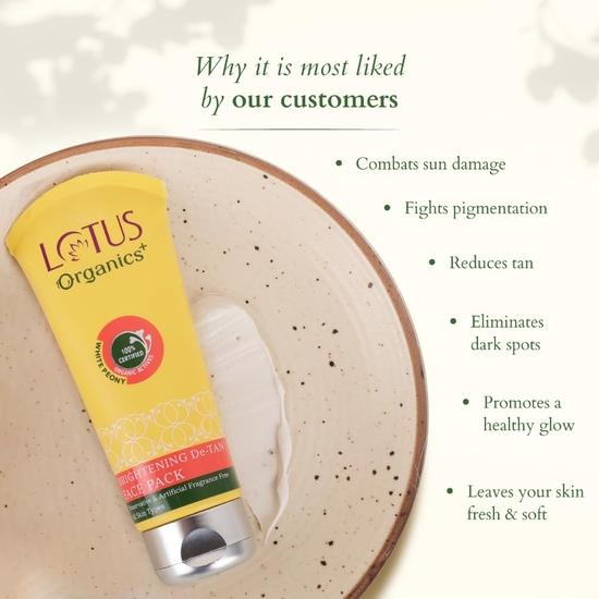 Lotus Organics+ Brightening De-Tan Face Pack | For Soft, Glowing & Radiant Skin 100G