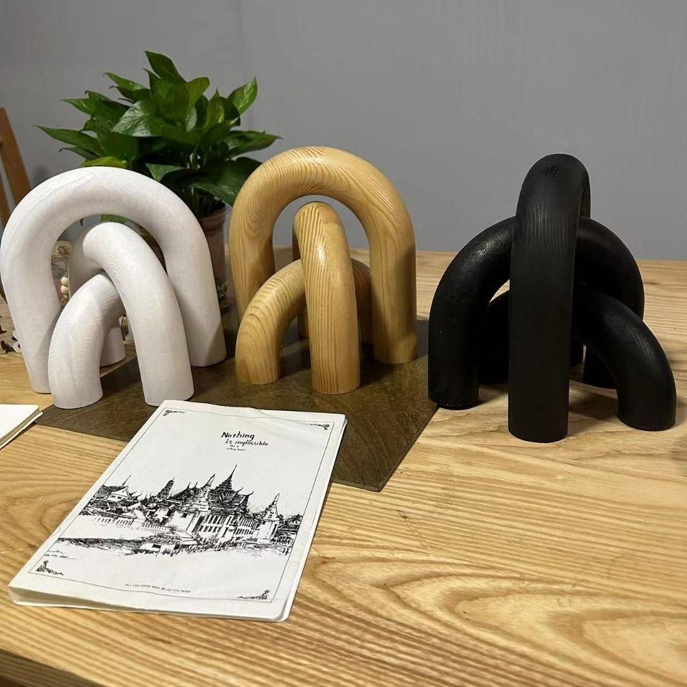 Modern Decorative Wood Arc Ornament Hand-carved Unique Arched Wooden Model Handmade Arch Craft Ornament Coffee Table