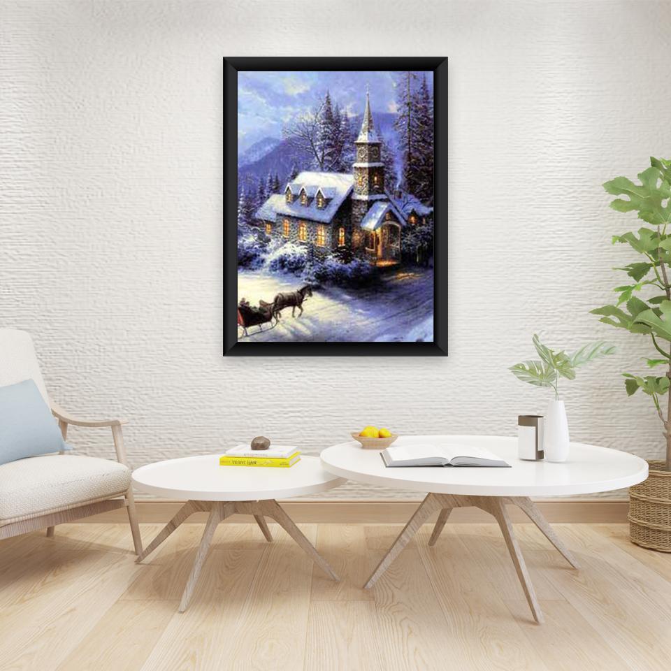 5D Diy Diamond Painting Snow Scene Diamond Embroidery Christmas Gift Landscape Mosaic Resin Home Decor Girl Hobby Full Drill