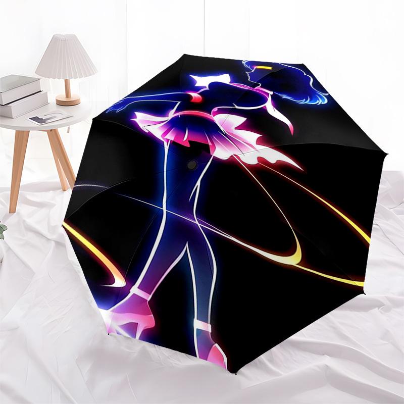 Neon Art, Anime Character Themed Automatic Opening and Closing Umbrella, Compact Travel Umbrella, Lightweight and Portable, Suitable for Bea