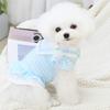 Spring Summer Puppy Dress Hem Striped Layered Pleated Collar Embroidered Print Doll Letters Sweet Contrast Color Dog Costume for