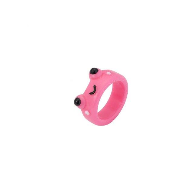 Latest Cartoon Frog Rings For Men Voguish Stylish Adorable Frog Resin Material Women 'S Rings Acrylic Animal Band Jewelry Couple RingsFashion Rings