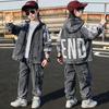 Ensemble Deux Pièces en Jean Style Streetwear Printemps/Automne pour Garçons (Enfants Plus Âgés) - Nouveau Style 2026