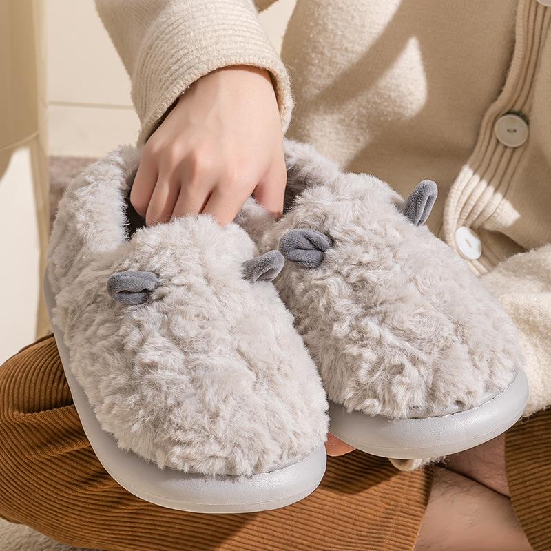 

Хлопковые тапочки женские зимние домашние плюшевые на танкетке теплые милые на толстой подошве бархатные для улицы пара хлопковых туфель мужские 44-45 [Suitable for 43-44 feet] серый