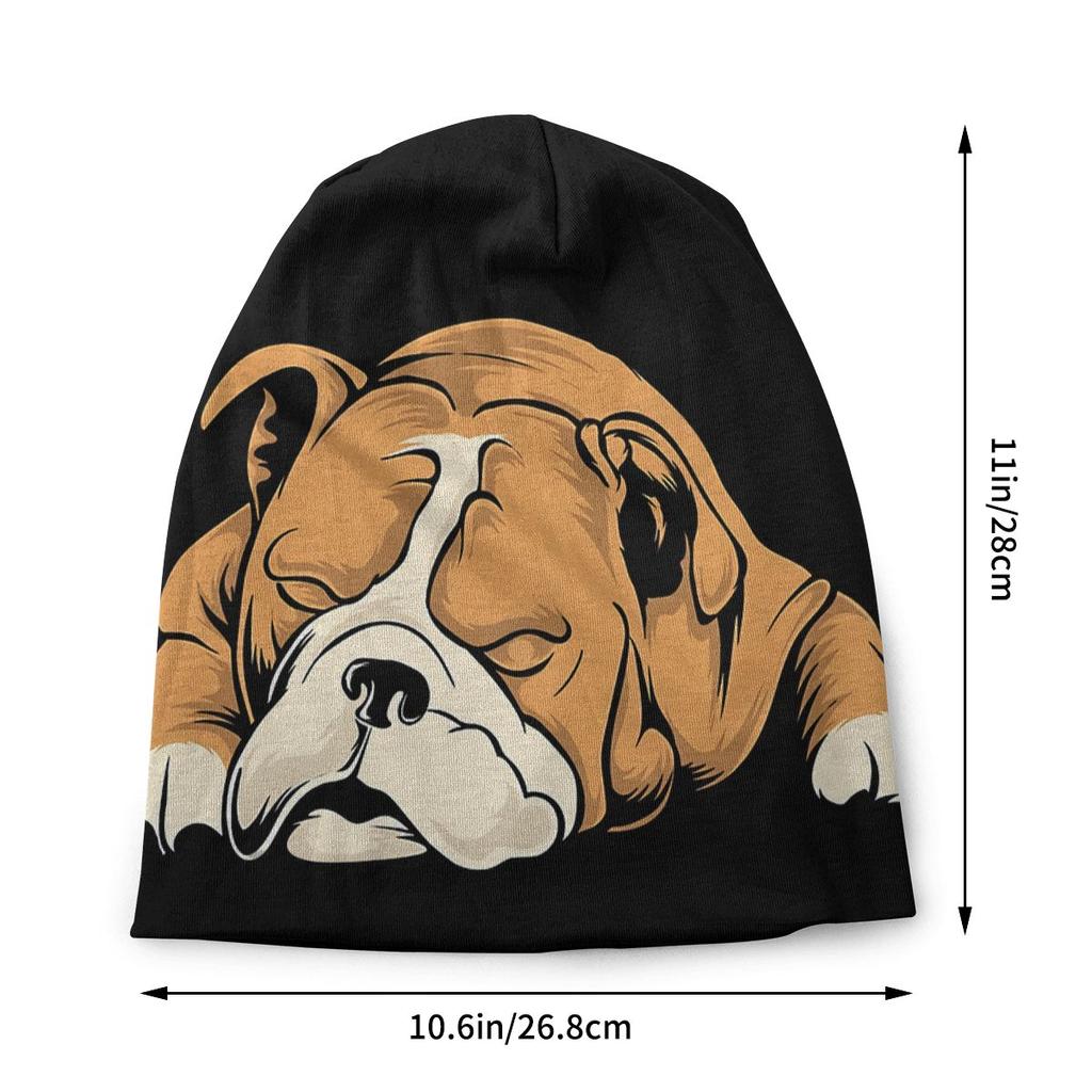 English Bulldog Washed Warm Bonnet Windproof Casual Beanies Protection Unisex Women Hats