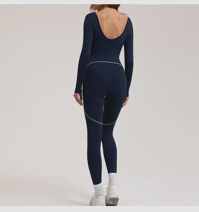 Salopetă de yoga din catifea subțire cu uscare rapidă: Haine Fitness cu Mânecă Lungă Stil European & American