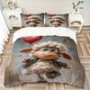 3pcs Anime Sheep Heart Balloon Bedding Set - Includes One Quilt Cover and Two Pillowcases (No Core) - Polyester Fabric, Perfect for Bedroom