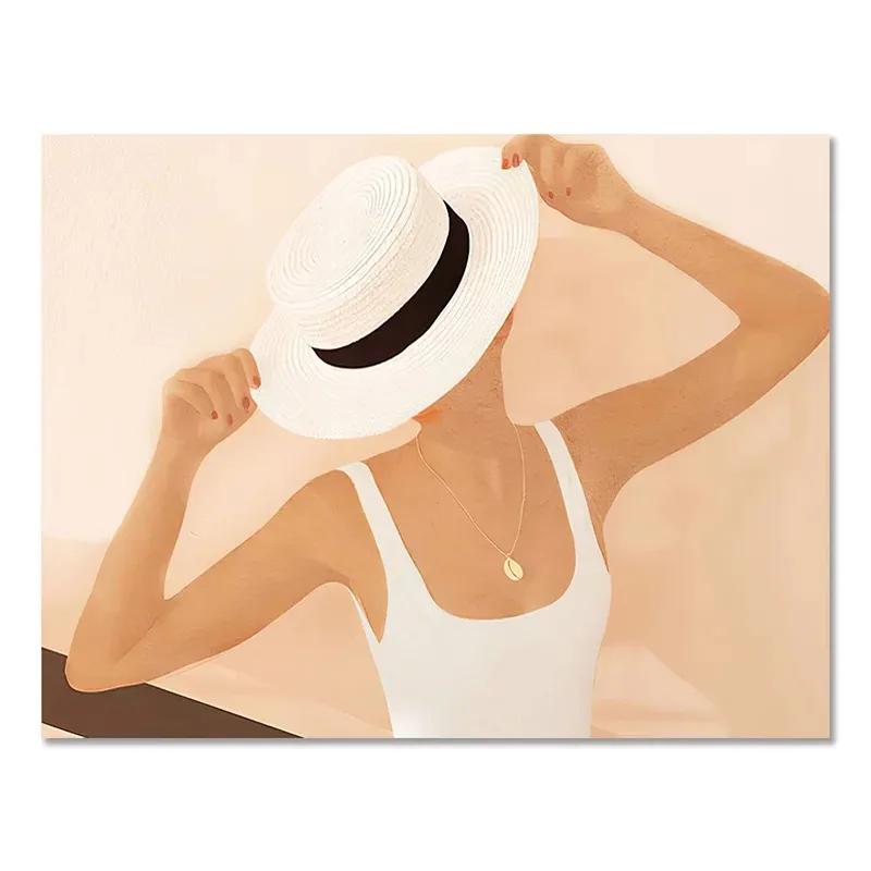 Bohemian Fashion Abstract Girl Art Canvas Painting Nordic Posters and Prints Wall Art Pictures for Living Room Home Decoration