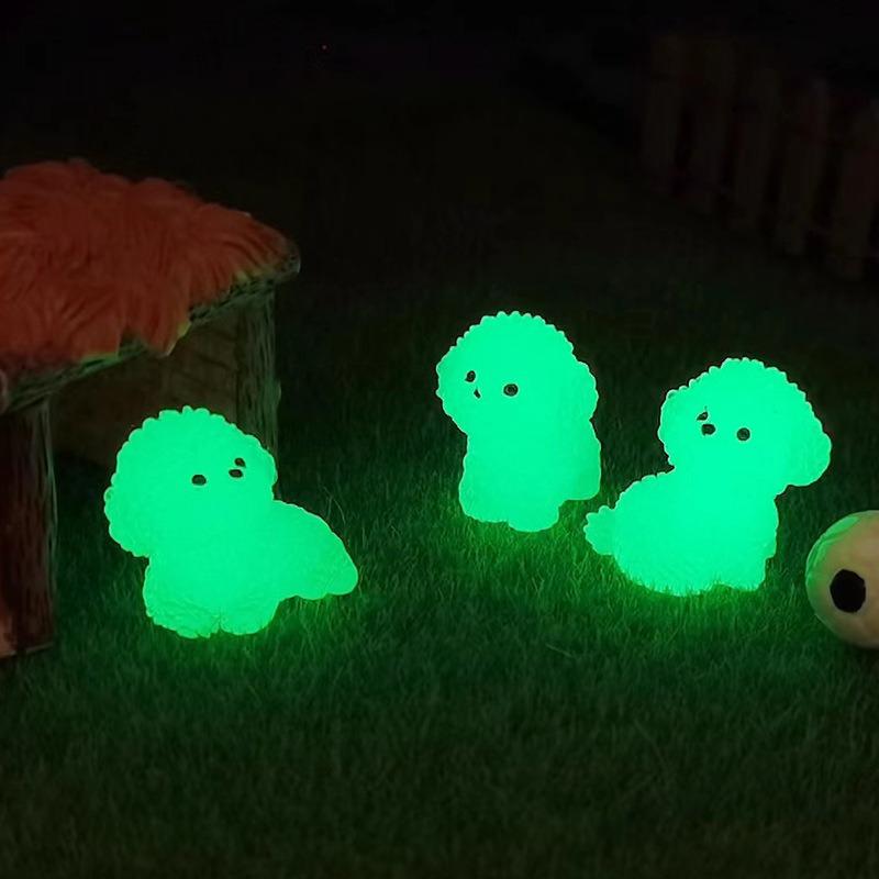 5 Pièces Chien Mignon Brillant la Nuit Micro Paysage Plante en Pot Aménagement Paysager Petits Ornements Console Centrale de Voiture Chien Lumineux