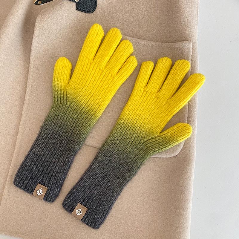 2022 New Knitted Gloves Women Sub-finger Leakage Finger Touch Screen  Wind Winter Warm Ski  Full Finger Gloves Gloves