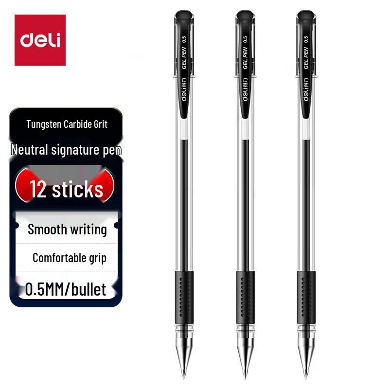 Deli 0.5mm Classic Black Gel Pen
