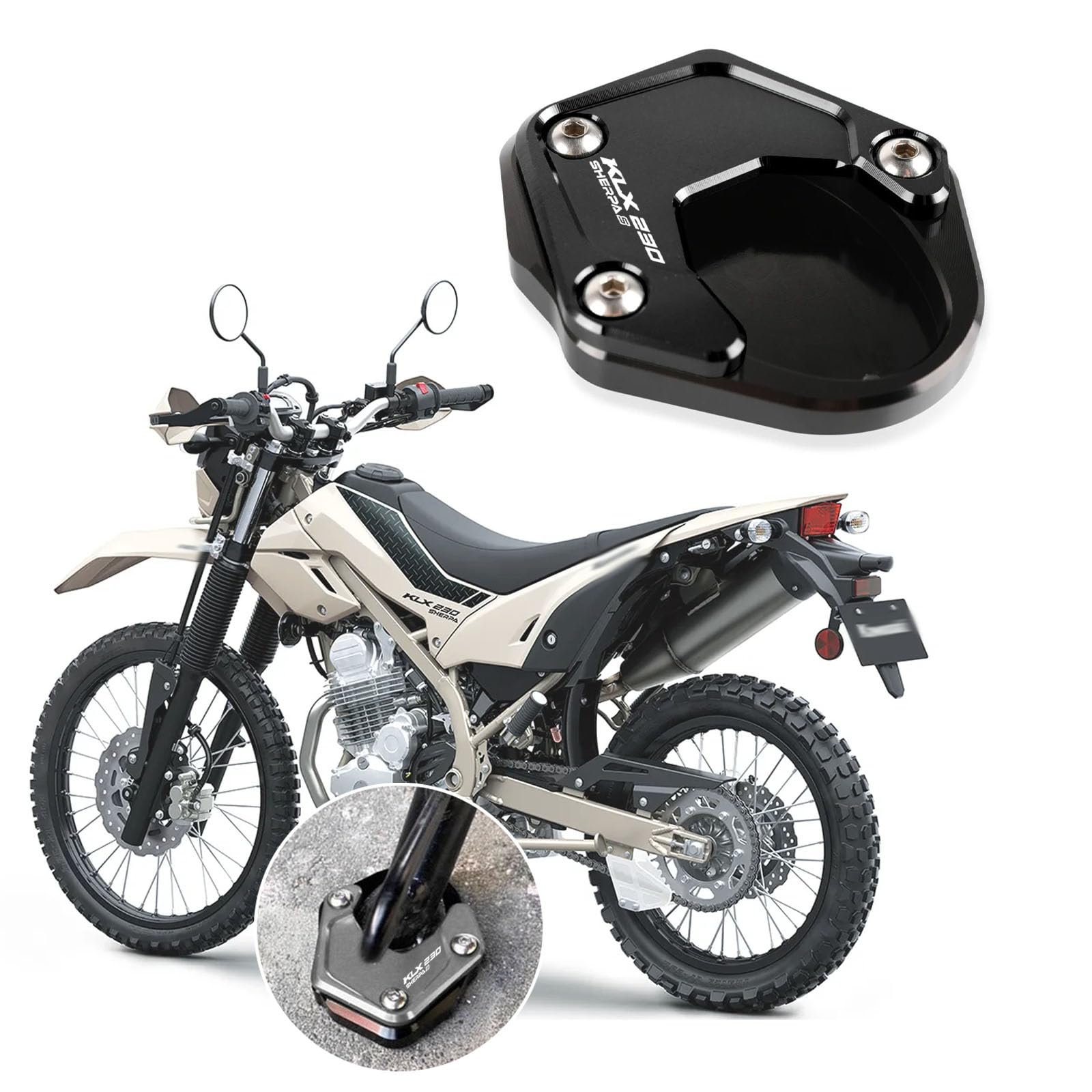 GoGoDDJP Для KLX230 SHERPA S KLX230 sherpa s 2026 Расширительная накладка боковой подставки мотоцикла чёрный