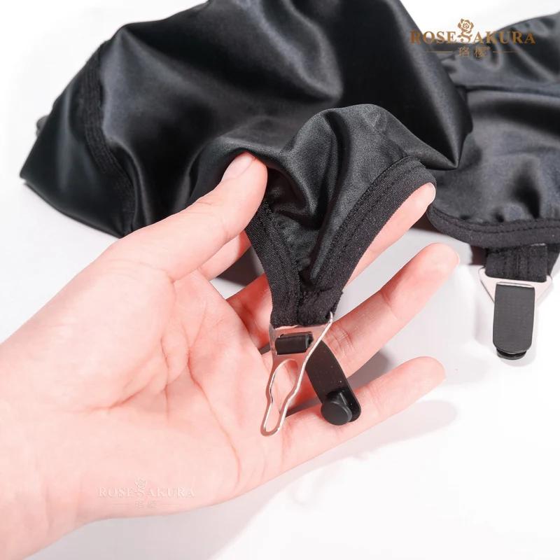 Sexy Luxury Metal Gourd Buckle Women's Oil Glossy Suspender Belts Female Elastic Garters Buttocks Skirt Underwear Sleepwear