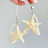 Elegant Starfish Keychain Pearls Accent Portable Purse Accessory