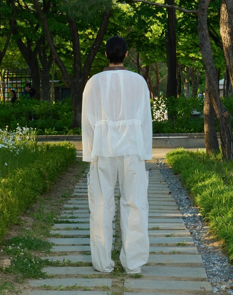 Ordinary People Re : Leather Collar French Shacket [White]