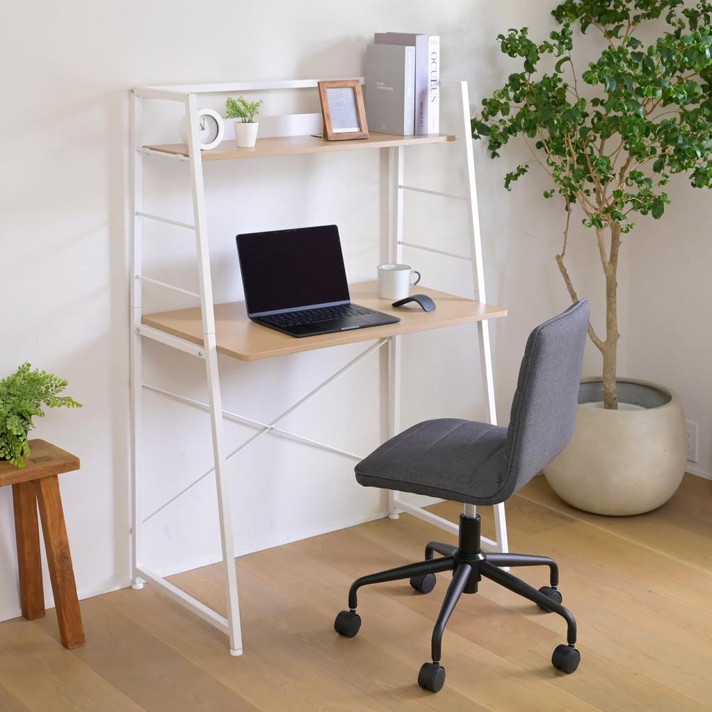YAMAZEN Desk with Upper Shelf Desk with Shelf Space Saving Computer Desk Study Desk with Rack Scratch Resistant Top Board Width X Depth 49 X Height