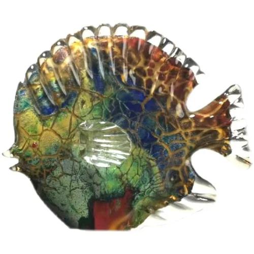 Multicolor Spotted Tropical Fish Delicate Glass Sculpture Classy Home Decoration Glass Fish Exquisite Room Home Decoration Craft