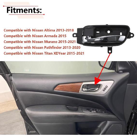 RLB-HILON Left Driver Side Interior Door Handle Compatible With Nissan Altima Pathfinder 2013-2017, For Titan Murano 15-17, For Titan XD 2016 2017,