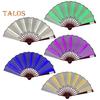 2 Pcs LED Lighted Dance Fans Foldable Handheld Rave Fans Light-up Folding Fans for Stage Performance Birthday Party Wedding