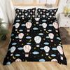 Hand Painted Style Balloon Duvet Cover - Floating Air Balloons With Clouds & Moon Print Available In Twin And King Sizes