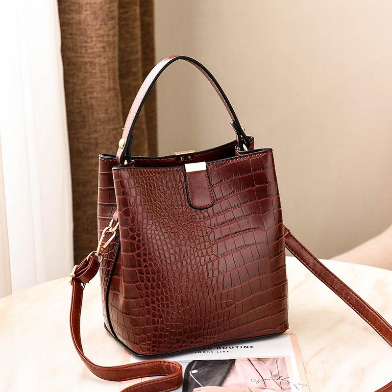 SCIONE Dámska kabelka Kožený vzor vedierka Kabelka cez rameno Messenger Bag Dámska PU peňaženka