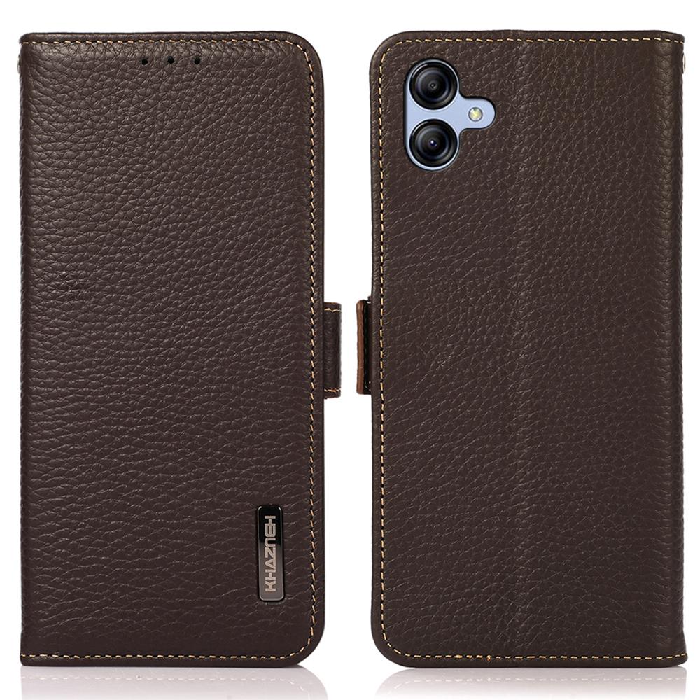 

KHAZNEH для Samsung Galaxy A07 Чехол для телефона Обложка из натуральной коровьей кожи Блокировка RFID Brown