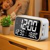 Large Mirror Alarm Clock Rechargeable Electronic Clock Smart LED Display Clock  Travel