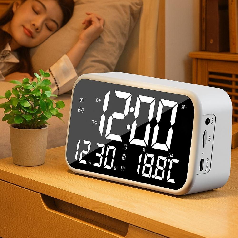Large Mirror Alarm Clock Rechargeable Electronic Clock Smart LED Display Clock  Travel