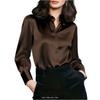 Women Long Sleeve Button Down Shirt Elegant Satin Blouse Classic Collar Loose Fit Office Top for Business Casual Wear