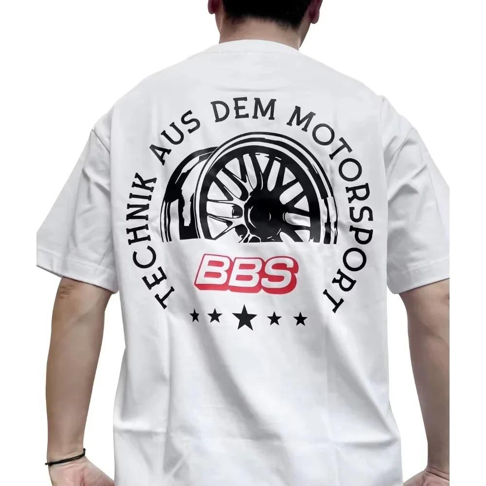 Gorąca Wyprzedaż Piasta Koła BBS Akcesoria Samochodowe Koszulka z Nadrukiem Graficznym Męska Damska Krótki Rękaw Luźny Casualowy Oversize Top Streetwear Moda Letnia Nowa Koszulka