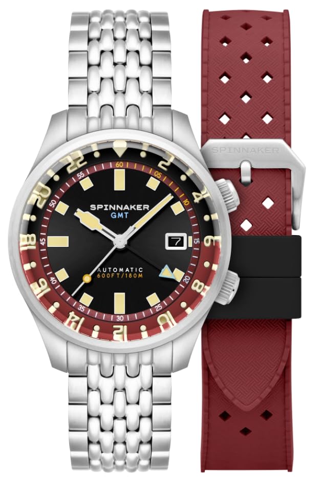 

[SPINNAKER] Bradner GMT Automatic Watch, Automatic Winding, 18 ATM Water Resistant, Sapphire Crystal, Black Dial, SP-5121-11, Men s чорний