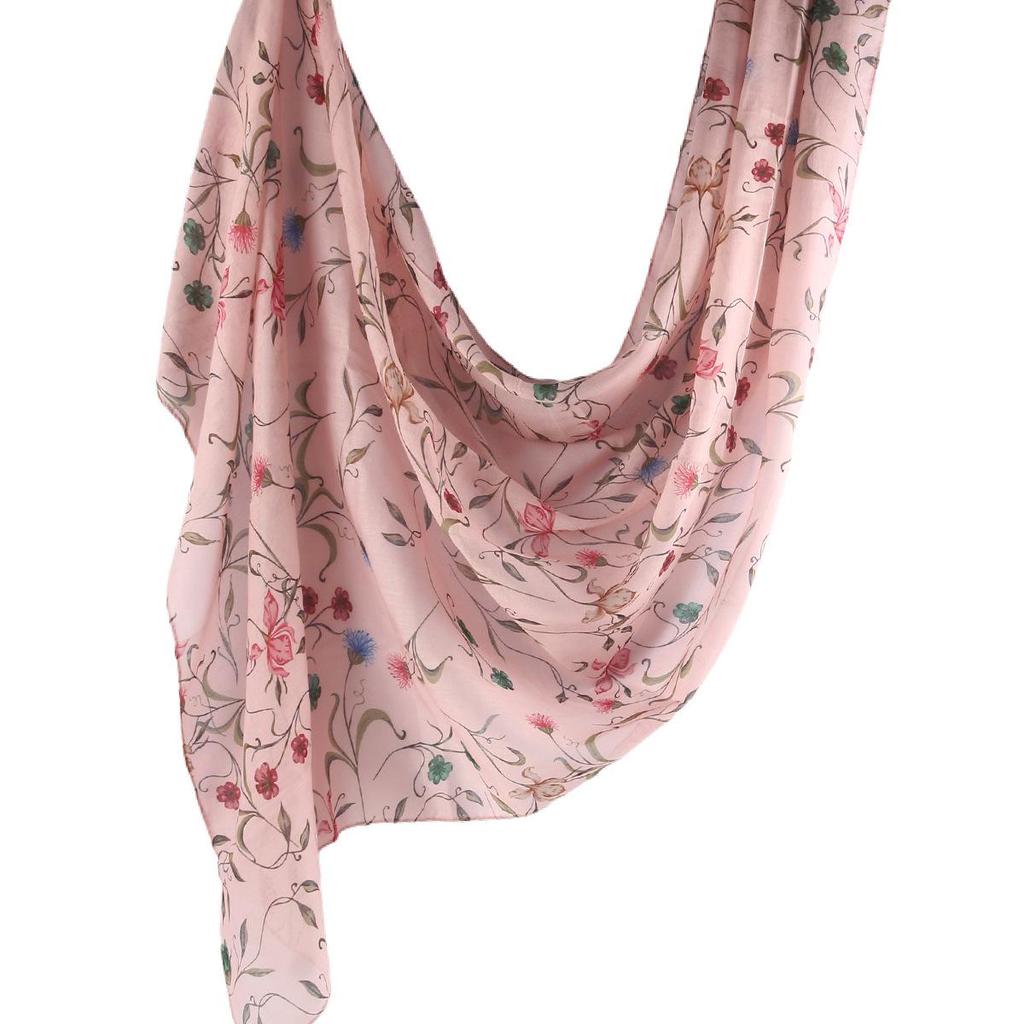 "Ethnic Watercolor Modal Cotton Shawl Satin Print Scarf for Women"