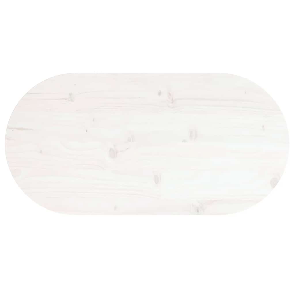 Tabletop, White, 80X40X2.5 Cm, Solid Pine Wood, Oval