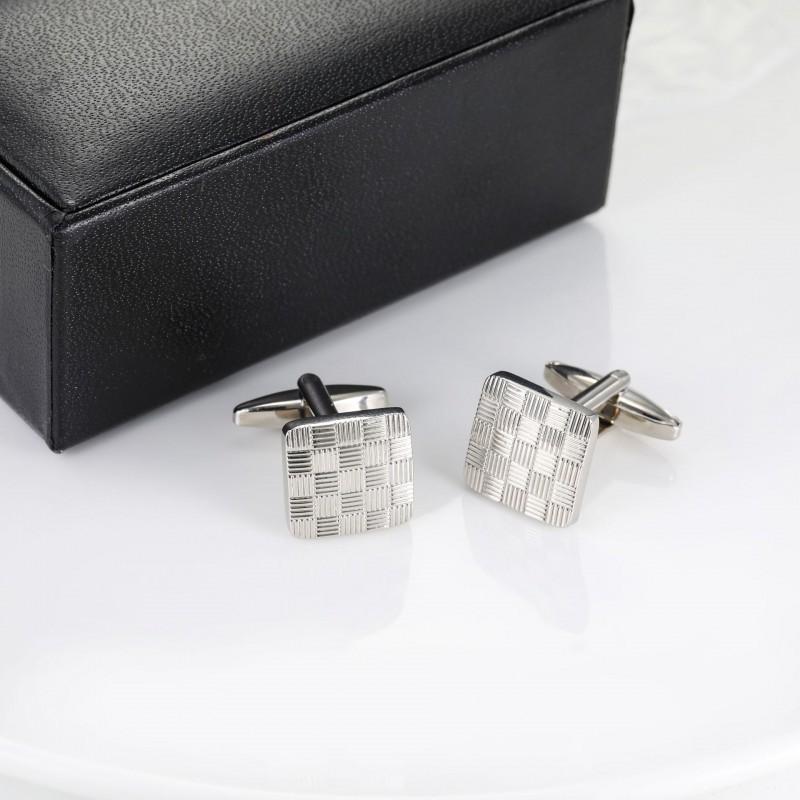 Square Patterned All Copper Metal Cufflinks Men's French Shirt