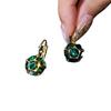 Advanced feeling emerald crystal ball earrings, new personalized temperament earrings