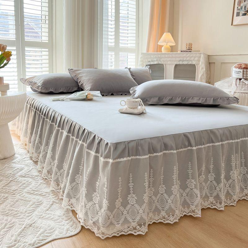 Elastic Bed Ruffles Bed Skirt Soft Comfortable Wrap Around Fade Resistant Bed Cover Without Surface Bed Protector
