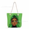 Multifunctional Fairy Tale Style Printed Thick Rope Shoulder Beach Bag Casual Large Capacity Handbag 0106 CLE