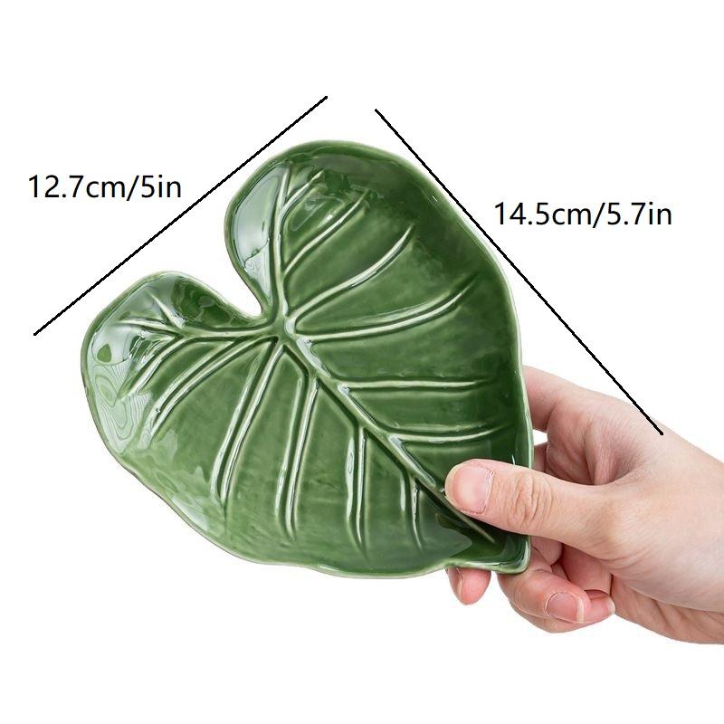 Keramisk spatelhållare - Skedhållare för köksbänkskiva - Söt lövdesign, multifunktionell bestickhållare